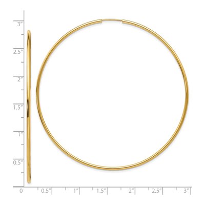 10K Yellow Gold 75mm Endless Hoop Earrings – view 4