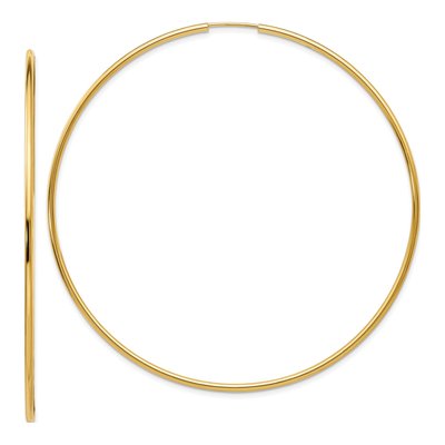 10K Yellow Gold 75mm Endless Hoop Earrings