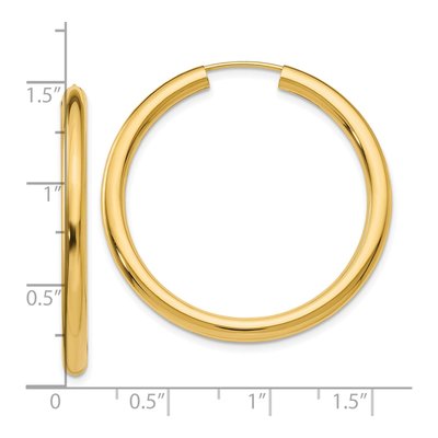 10K Yellow Gold 35mm Endless Tube Hoop Earrings – view 5