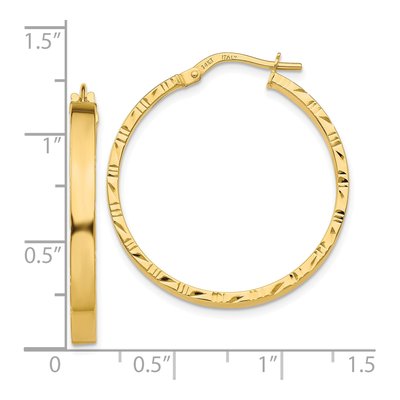 10K Yellow Gold 32mm Diamond-Cut Large Hoop Earrings – view 5