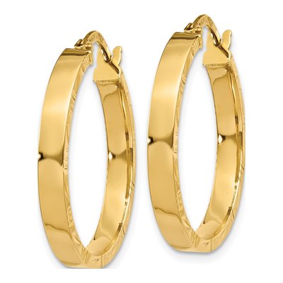10K Yellow Gold 27mm Diamond-Cut Hoop Earrings – view 2
