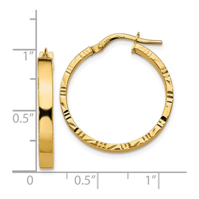 10K Yellow Gold 27mm Diamond-Cut Hoop Earrings – view 4