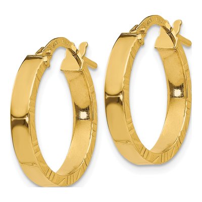 10K Yellow Gold 20mm Small Diamond-Cut Hoop Earrings – view 3