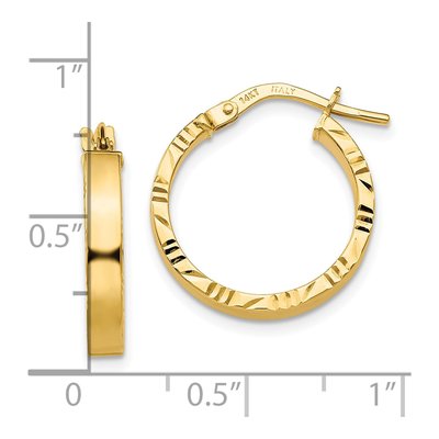 10K Yellow Gold 20mm Small Diamond-Cut Hoop Earrings – view 5