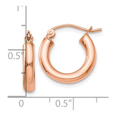 10K Rose Gold 15mm Hoop Earrings – view 5