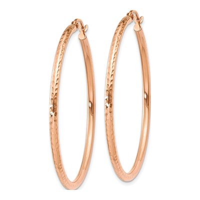 10K Rose Gold 40mm Large Diamond-Cut Tube Hoop Earrings – view 3