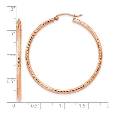 10K Rose Gold 40mm Large Diamond-Cut Tube Hoop Earrings – view 5