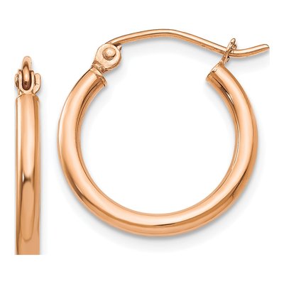 10K Rose Gold 17mm Tube Hoop Earrings