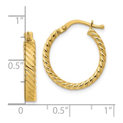 10K Yellow Gold 20mm Small Patterned Hoop Earrings – view 4