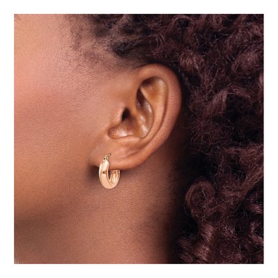 10K Rose Gold 15mm Small Hoop Earrings – view 3