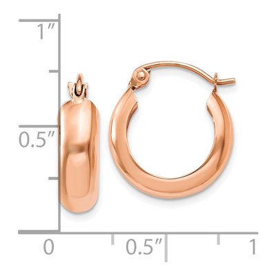 10K Rose Gold 15mm Small Hoop Earrings – view 4