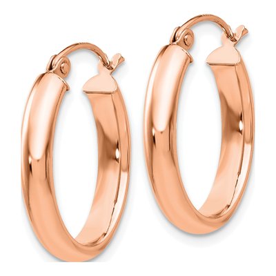 10K Rose Gold Oval Tube Hoop Earrings – view 2