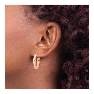 10K Rose Gold Half-Round Hoop Earrings – view 3