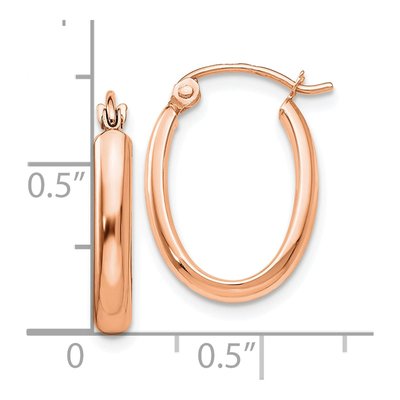 10K Rose Gold Half-Round Oval Hoop Earrings – view 4