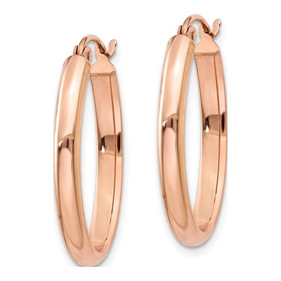 10K Rose Gold Half-Round Oval Hoop Earrings – view 2