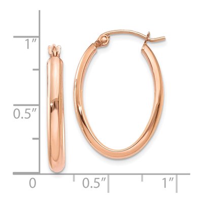 10K Rose Gold Half-Round Oval Hoop Earrings – view 4