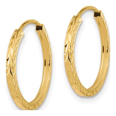 10K Yellow Gold 17mm Diamond-Cut Endless Hoop Earrings – view 3