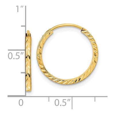 10K Yellow Gold 17mm Diamond-Cut Endless Hoop Earrings – view 5