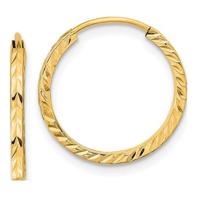 10K Yellow Gold 17mm Diamond-Cut Endless Hoop Earrings