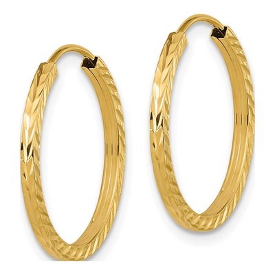 10K Yellow Gold 20mm Diamond-Cut Endless Hoop Earrings – view 3