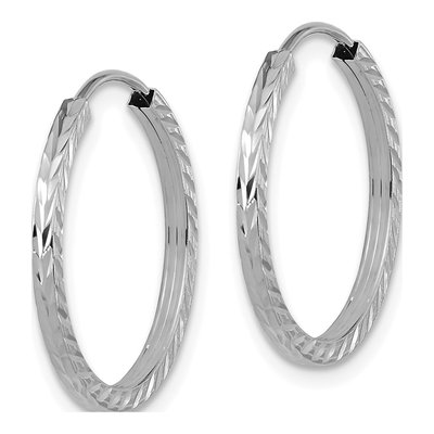 10K White Gold 20mm Diamond-Cut Endless Hoop Earrings – view 3