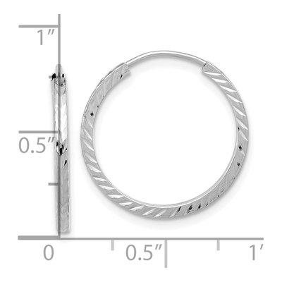 10K White Gold 20mm Diamond-Cut Endless Hoop Earrings – view 5