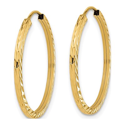 10K Yellow Gold 25mm Diamond-Cut Endless Hoop Earrings – view 3
