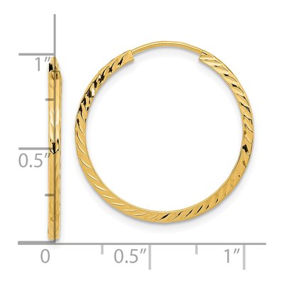 10K Yellow Gold 25mm Diamond-Cut Endless Hoop Earrings – view 5