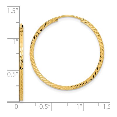 10K Yellow Gold 30mm Diamond-Cut Endless Hoop Earrings – view 5