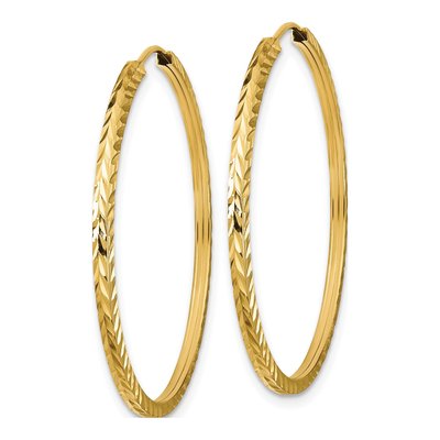 10K Yellow Gold 35mm Diamond-Cut Endless Hoop Earrings – view 3