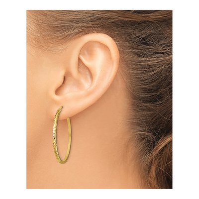10K Yellow Gold 35mm Diamond-Cut Endless Hoop Earrings – view 4