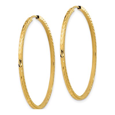 10K Yellow Gold 40mm Diamond-Cut Endless Hoop Earrings – view 3