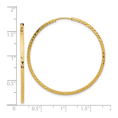 10K Yellow Gold 40mm Diamond-Cut Endless Hoop Earrings – view 5