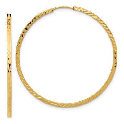10K Yellow Gold 40mm Diamond-Cut Endless Hoop Earrings