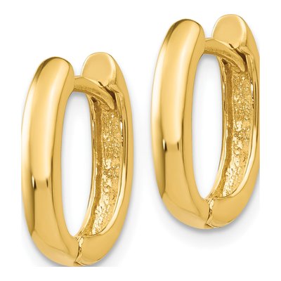 10K Yellow Gold Oval Huggie Hoop Earrings – view 2