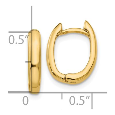 10K Yellow Gold Oval Huggie Hoop Earrings – view 4
