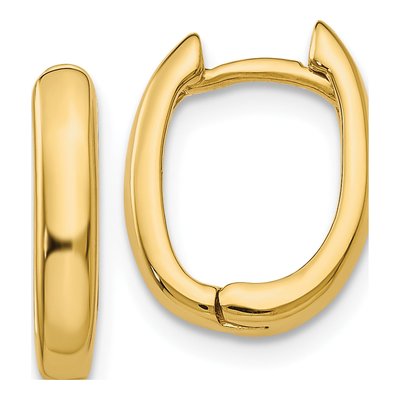 10K Yellow Gold Oval Huggie Hoop Earrings