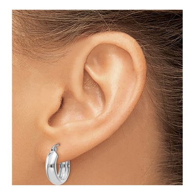 10K White Gold 15mm Round Hoop Earrings – view 3
