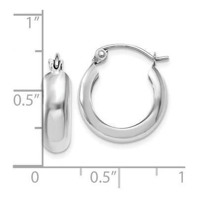 10K White Gold 15mm Round Hoop Earrings – view 4