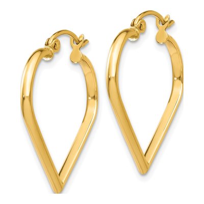 10K Yellow Gold 23mm Heart Hoop Earrings – view 3