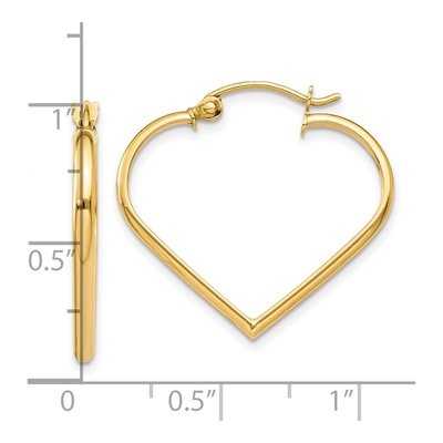 10K Yellow Gold 23mm Heart Hoop Earrings – view 5
