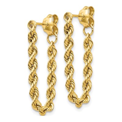 10K Yellow Gold Hollow Rope Dangle Earrings – view 3