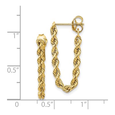 10K Yellow Gold Hollow Rope Dangle Earrings – view 5