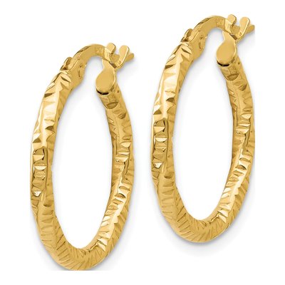 10K Yellow Gold 19mm Textured Hoop Earrings – view 3