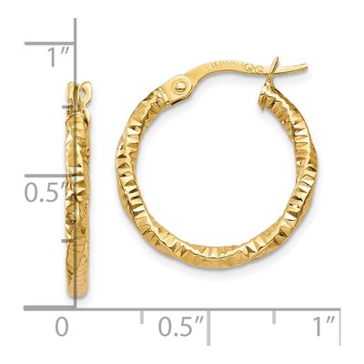 10K Yellow Gold 19mm Textured Hoop Earrings – view 5