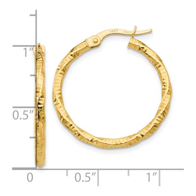 10K Yellow Gold 25mm Textured Hoop Earrings – view 5