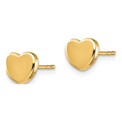 10K Yellow Gold Heart Stud Earrings – view 3