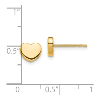 10K Yellow Gold Heart Stud Earrings – view 5