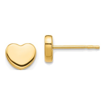 10K Yellow Gold Heart Stud Earrings