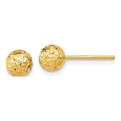 10K Yellow Gold Diamond-Cut Ball Stud Earrings